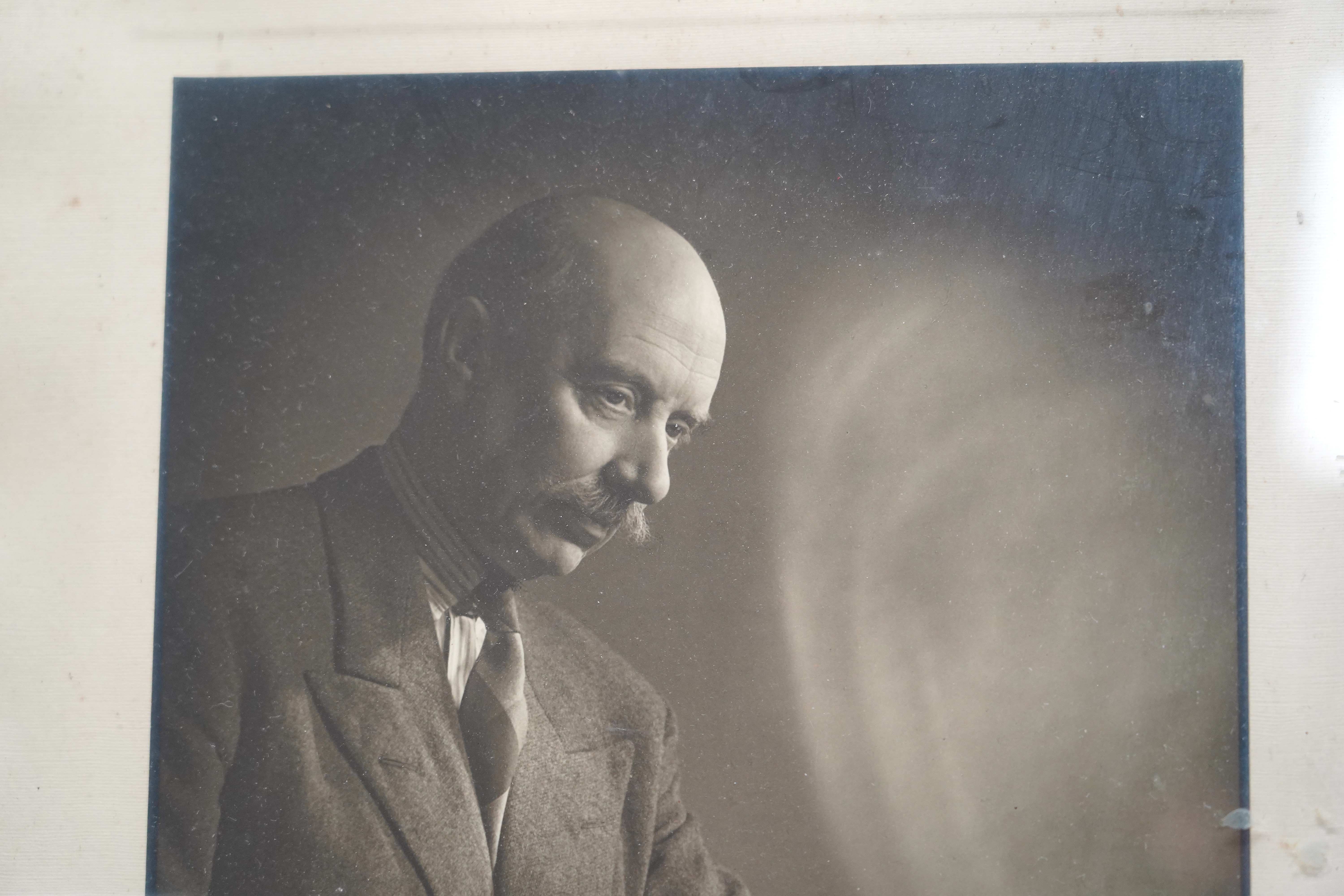 A signed photograph of the conductor Sir Adrian Boult with dedication dated 1952, frame 39.5 x 32cm